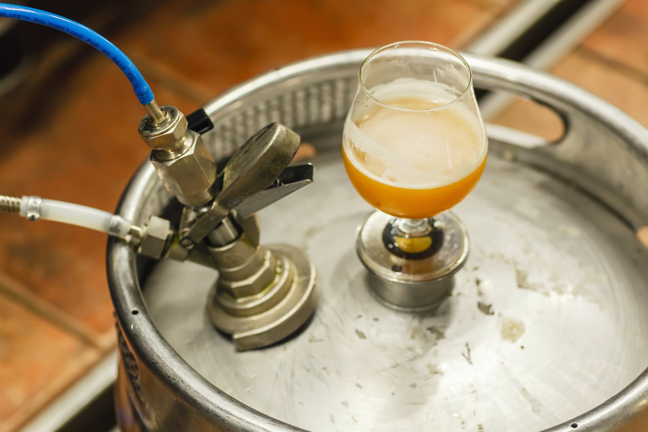 Wheat beer on a keg